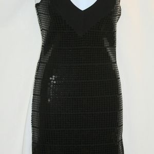 Aqua Black Sequin Bodycon Dressy Dress